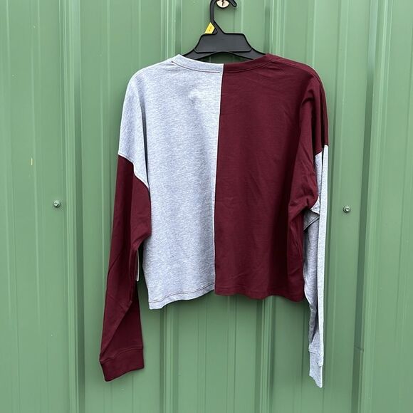Montana Griz Cropped Oversized Color Block Long Sleeve T-Shirt Size L - Picture 3 of 3